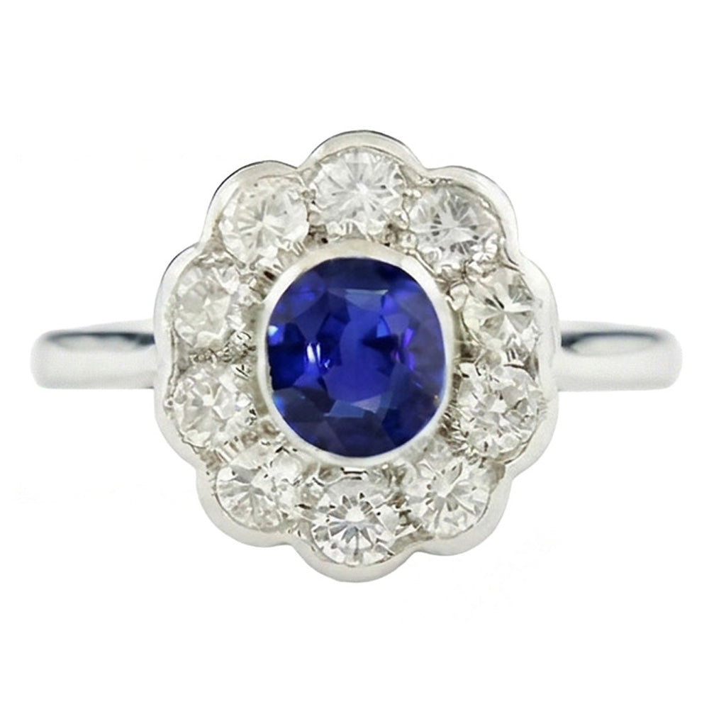 Halo Victorian Antique Type Sapphire Ring