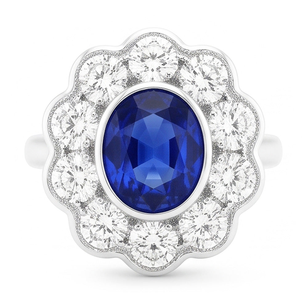 Halo Victorian Antique Type Sapphire Ring
