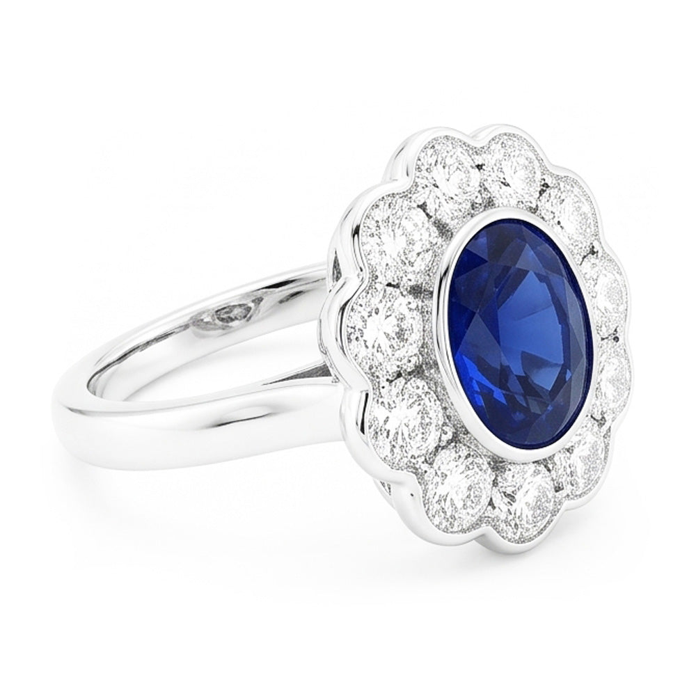 Halo Victorian Antique Type Sapphire Ring