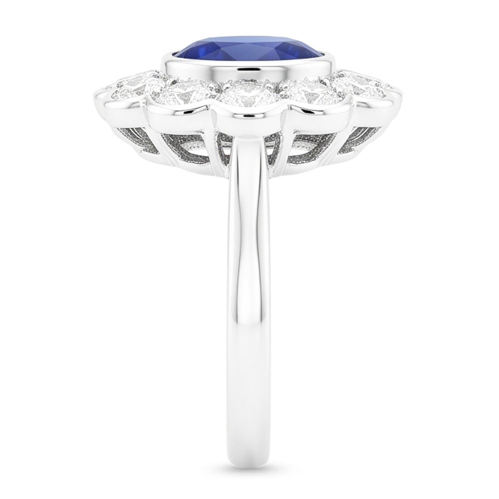 Halo Victorian Antique Type Sapphire Ring