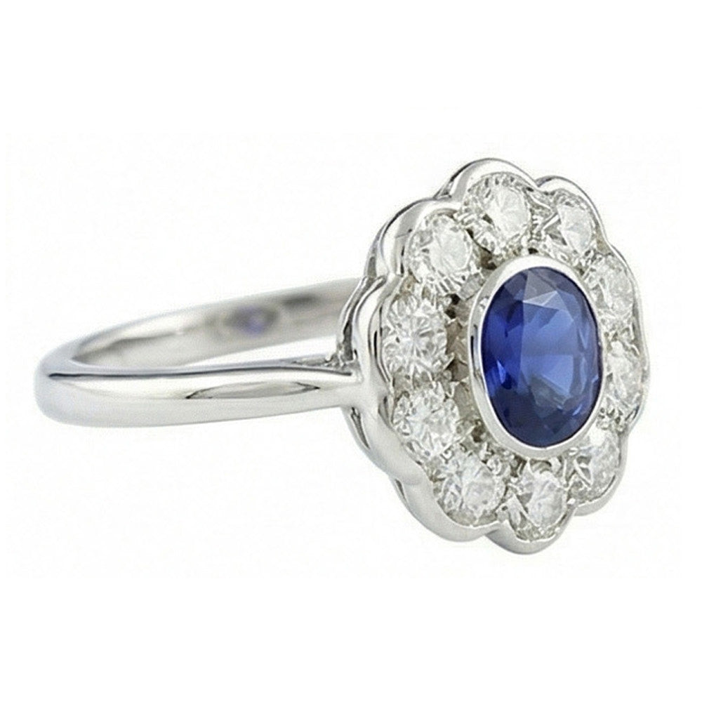 Halo Victorian Antique Type Sapphire Ring