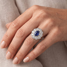 Halo Victorian Antique Type Sapphire Ring