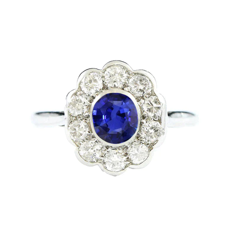 Halo Victorian Antique Type Sapphire Ring