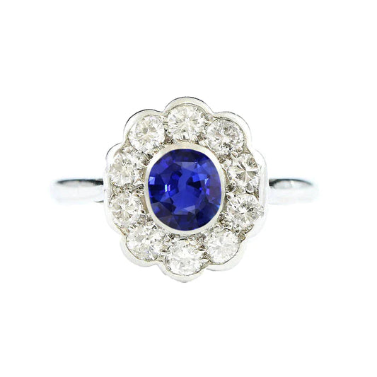 Halo Victorian Antique Type Sapphire Ring