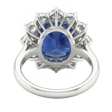Halo Wedding Ring Cushion Blue Sapphire 6 Carats Flower Style Natural Earth Mined Diamonds