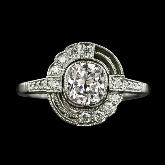 Halo Wedding Ring Cushion Old Mine Cut Real Diamond Bezel Set 4.75 Carats
