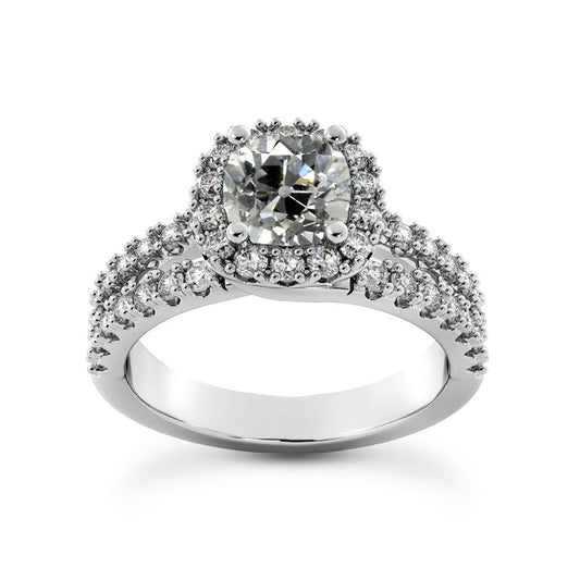 Halo Wedding Ring Cushion Old Miner Natural Diamonds Split Shank 4.75 Carats