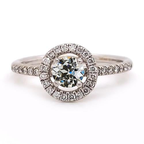 Halo Wedding Ring Genuine Round Old Mine Cut Diamond 2.50 Carats Gold 14K