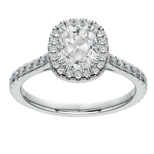 Halo Wedding Ring Old Cut Cushion Real Diamond 5.50 Carats Ladies Jewelry