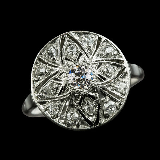 Halo Wedding Ring Old Cut Round Real Diamonds Flower Style 2.50 Carats