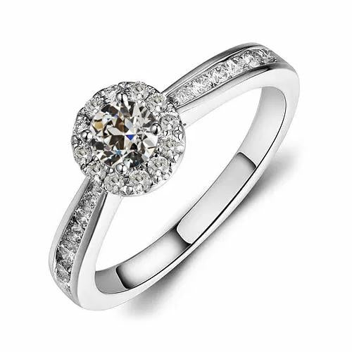 Halo Wedding Ring Old Mine Cut Genuine Diamond Channel Set 2.50 Carats