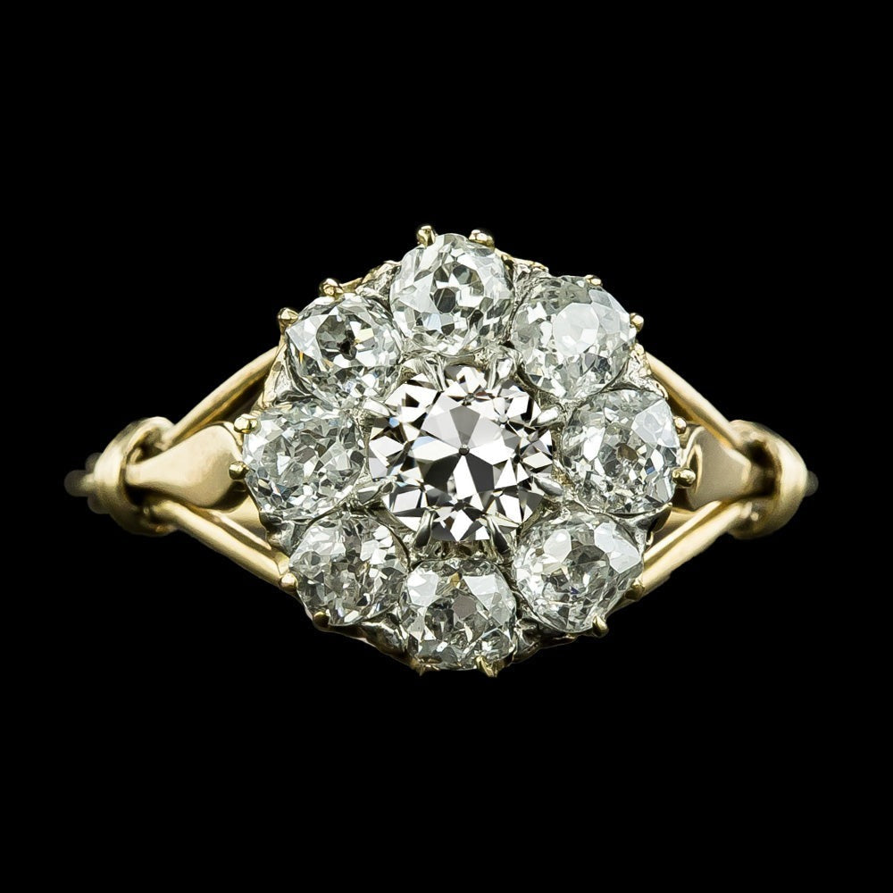 Halo Wedding Ring Old Mine Cut Natural Diamond 9.50 Carats Two Tone