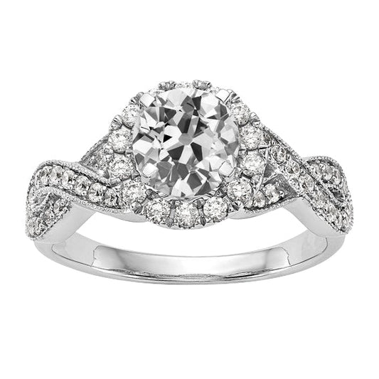 Halo Wedding Ring Old Mine Cut Real Diamond Infinity Style 5 Carats