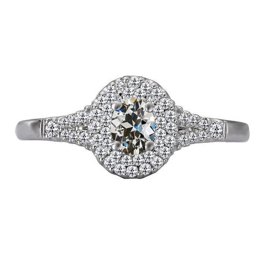 Halo Wedding Ring Oval Old Cut Natural Diamond 14K Gold 4 Carats