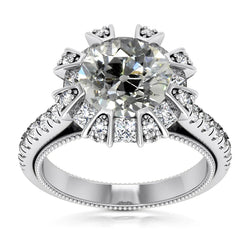 Halo Wedding Ring Princess & Round Old Cut Real Natural Earth Mined Diamonds 7.50 Carats