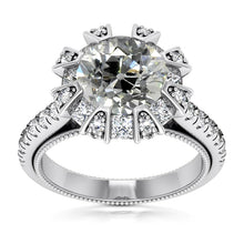 Halo Wedding Ring Princess & Round Old Cut Real Diamonds 7.50 Carats