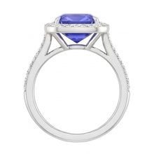 Halo Wedding Ring Radiant Blue Sapphire 3.50 Carats Natural Earth Mined Diamond Accents