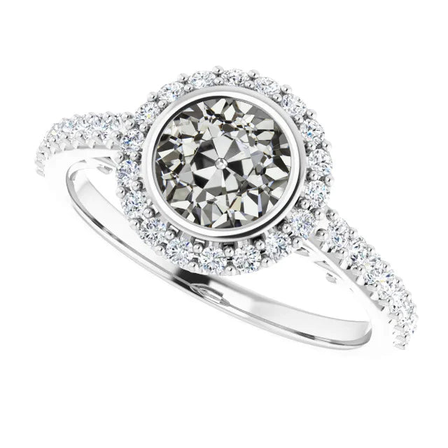 Halo Wedding Ring Round Bezel Set Old Miner Real Diamond 5.50 Carats