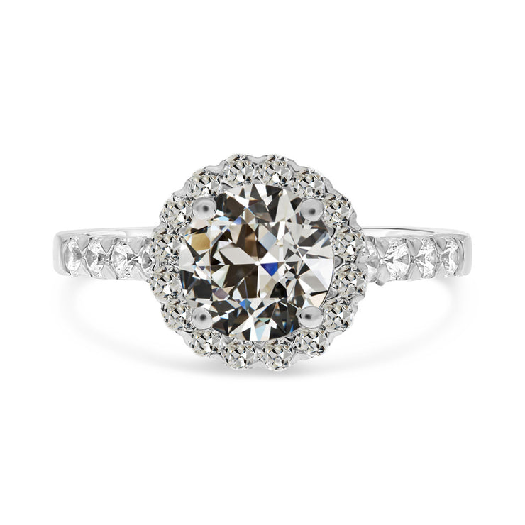 Halo Wedding Ring Round Genuine Old Mine Cut Diamond 4.50 Carats Jewelry