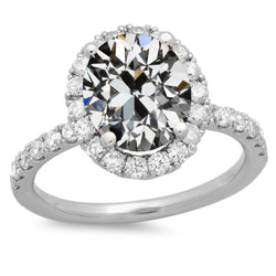 Halo Wedding Ring Round & Oval Old Miner Natural Earth Mined Diamond Gold 11 Carats