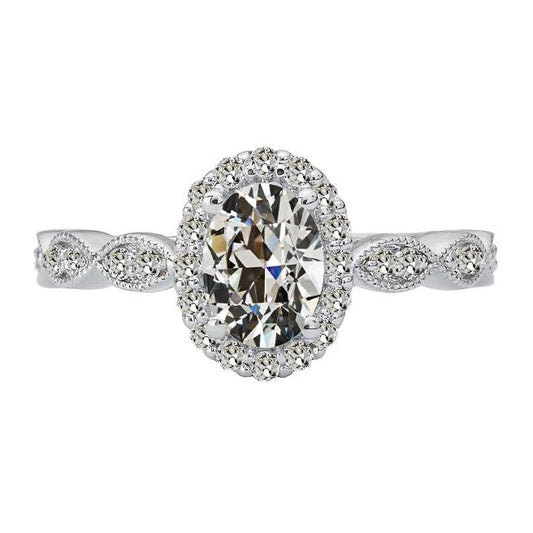 Halo Wedding Ring Round Old Mine Cut Genuine Diamond 5 Carats Jewelry