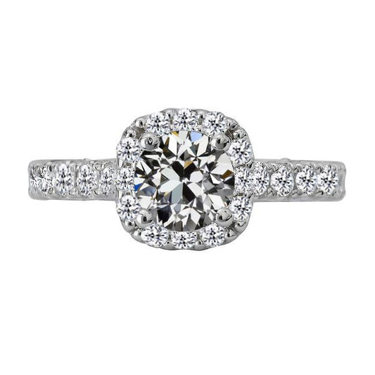 Halo Wedding Ring Round Old Mine Cut Real Diamond Jewelry 4.50 Carats