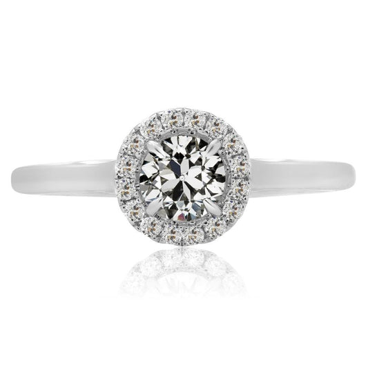 Halo Wedding Ring Round Old Miner Genuine Diamond White Gold 3.50 Carats