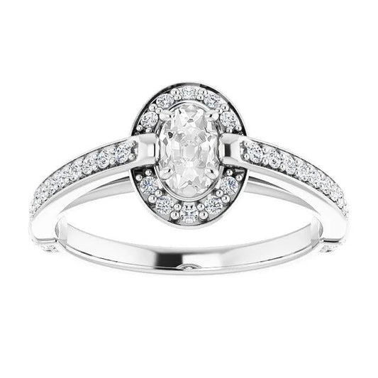 Halo Wedding Ring Round & Oval Old Miner Genuine Diamond Prong Set 5.15 Carats
