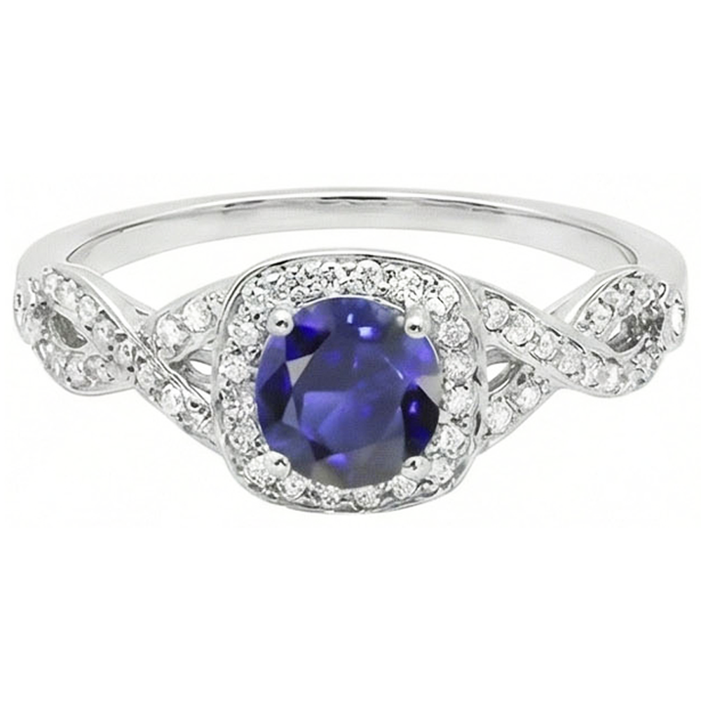 natural round sapphire 2.50ct ring side angle