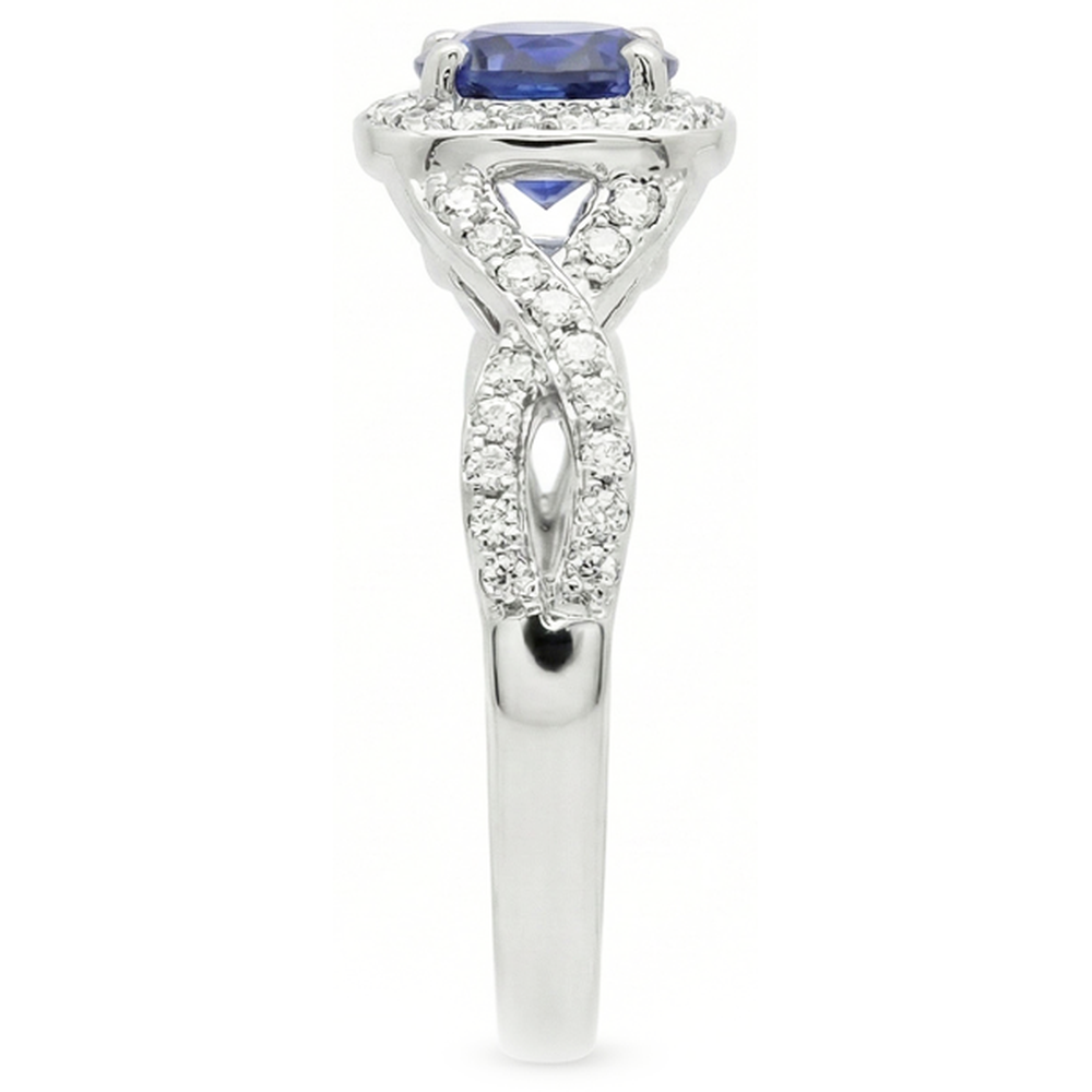 natural round sapphire 2.50ct ring profile view