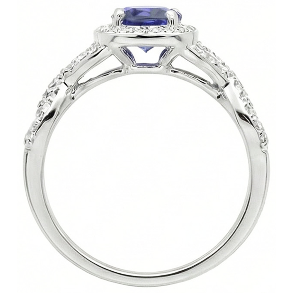 natural round sapphire 2.50ct ring on white background