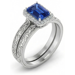 Natural Sapphire Ring 2.50ct - White Gold 14K