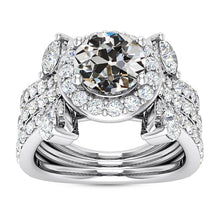 Halo Wedding Ring Set Marquise & Round Old Miner Natural Earth Mined Diamond 10 Carats