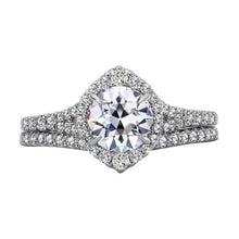 Halo Wedding Ring Set Round Old Miner Genuine Diamond Prong Pave Set 6 Carats