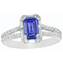 Halo Wedding Ring Split Shank Sri Lankan Sapphire & Natural Earth Mined Diamonds 3 Carats