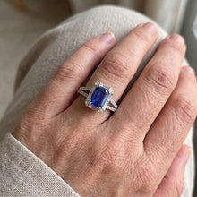 Halo Wedding Ring Split Shank Sri Lankan Sapphire & Natural Earth Mined Diamonds 3 Carats