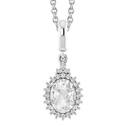 Halo Women's Jewelry Genuine Diamond Pendant Oval Old Miner 4.50 Carats 14K