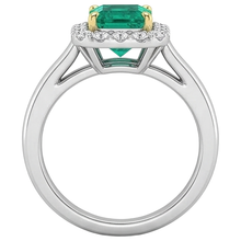 Engagement Ring 14 Karat Two Tone Gold with Emerald – top view