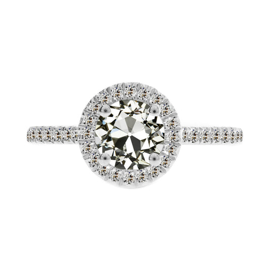 Real Fine Diamond Halo Engagement Ring 2 ct 14K White Gold – main view