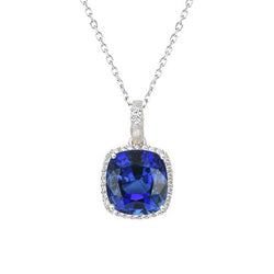 Natural Blue Sapphire Gemstone Pendant 3 ct – 14K White Gold