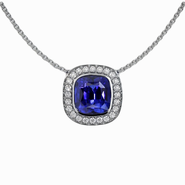Real Cornflower Blue Sapphire Precious Stone Pendant 2.50 ct 14 Karat White Gold – main view
