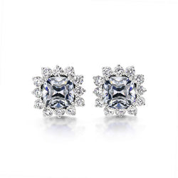 14K White Gold Fine Diamond Earrings – 1.50-ct Cushion Cut