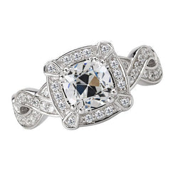 Old Mine Cut Brilliant Diamond Halo Setting Ring 5 ct – 14K