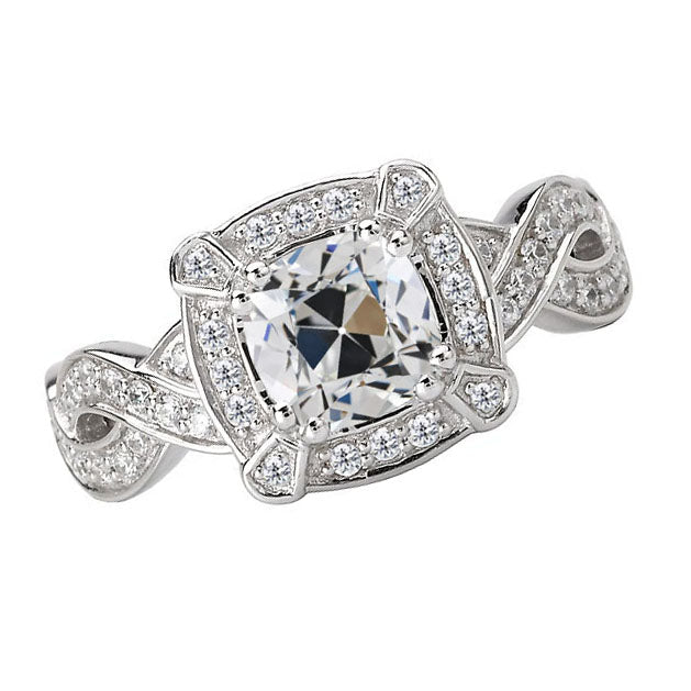 Genuine Brilliant Diamond Halo Setting Ring 5 ct 14K White Gold – main view