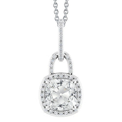 Brilliant Diamond Cushion Pendant 6.50 ct – 14 Karat White Gold
