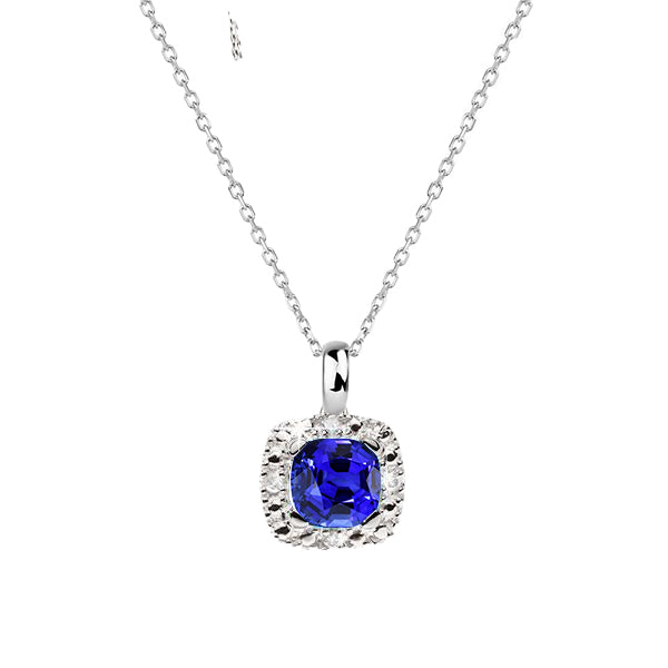 Cushion Cut Blue Sapphire ring in 14K White Gold – main view