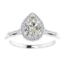 Old Mine Cut Fine Diamond ring in 14K White Gold – main view