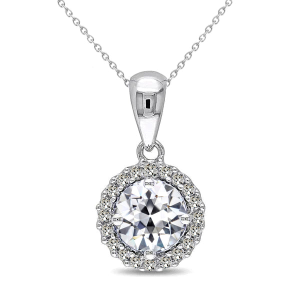 Authentic Brilliant Diamond Halo 1.50 ct 14K White Gold – main view