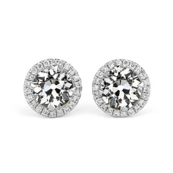 Antique Cushion Stud Earrings – Brilliant Diamond 6 ct 14K White