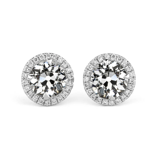 Real Brilliant Diamond Stud Earrings 6 ct 14K White Gold – main view
